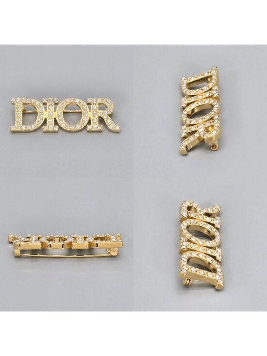 Dior Dioevolution Logo Brooch Crystal Gold - Picture 2 of 8